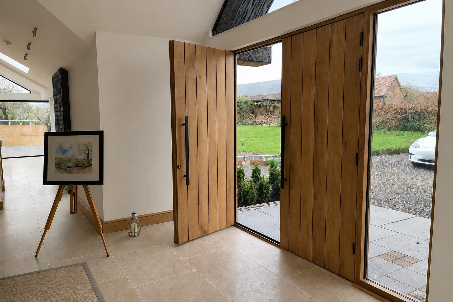 Period property entrance with bespoke timber front door