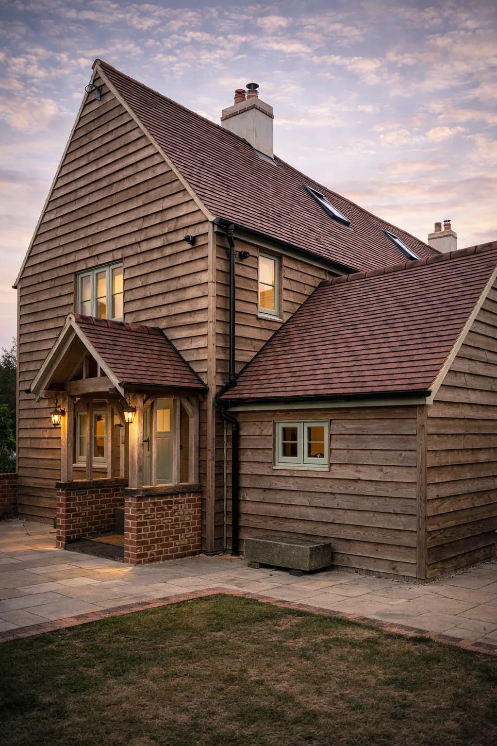 Oak frame porch on a period property