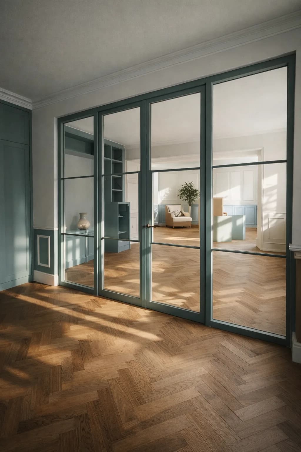 Industrial-style timber door with sidelight and a dark glazing grid
