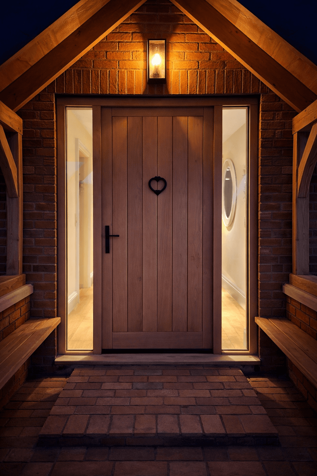 Farmhouse front door in rural property setting
