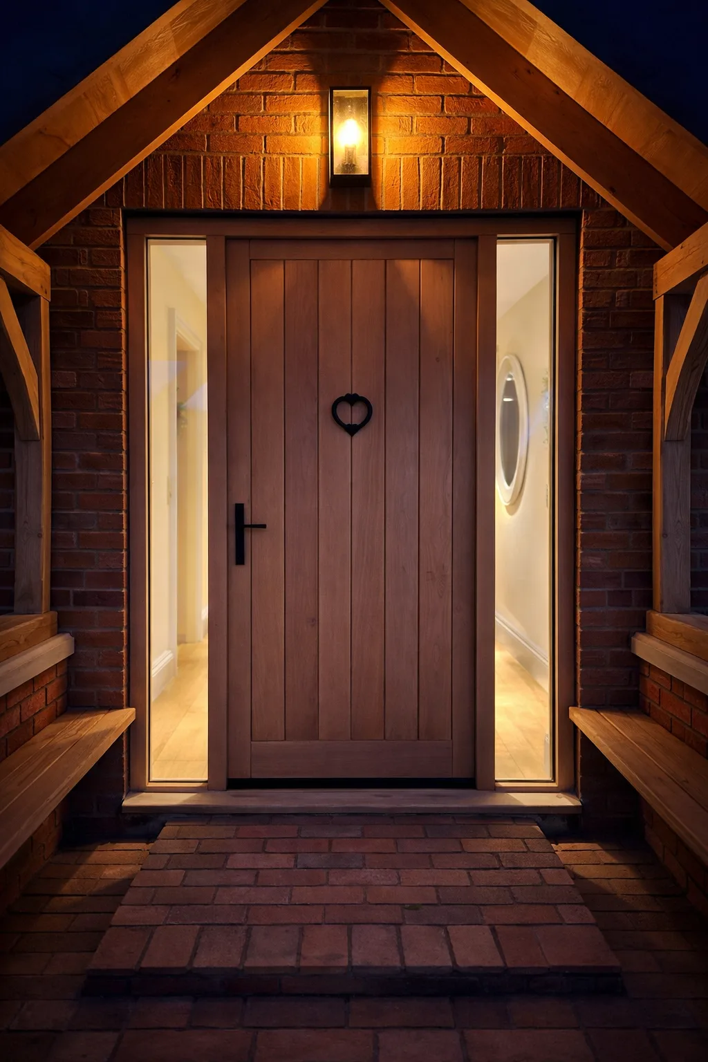 Farmhouse front door in rural property setting