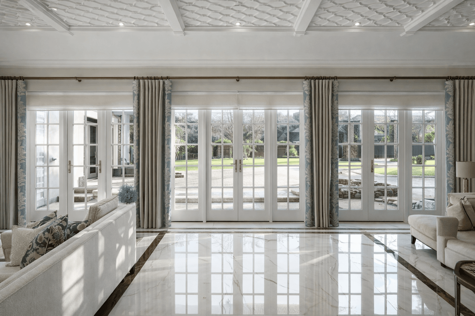 Period property French doors opening to a garden