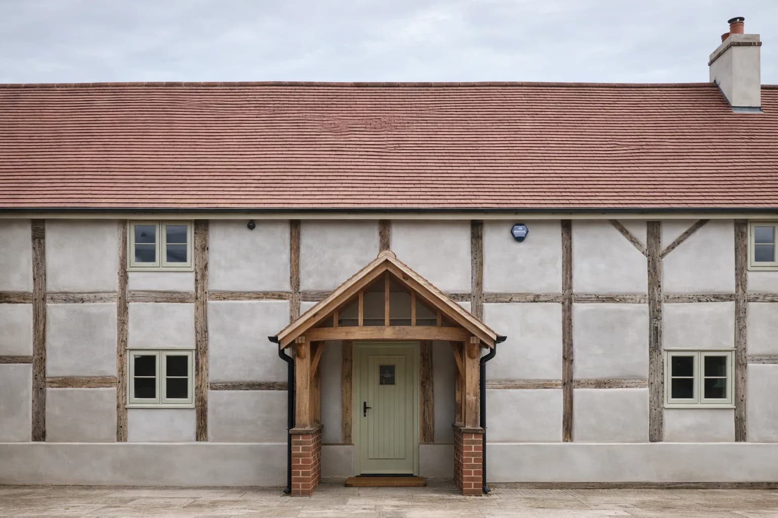 Oak frame porch on a period property