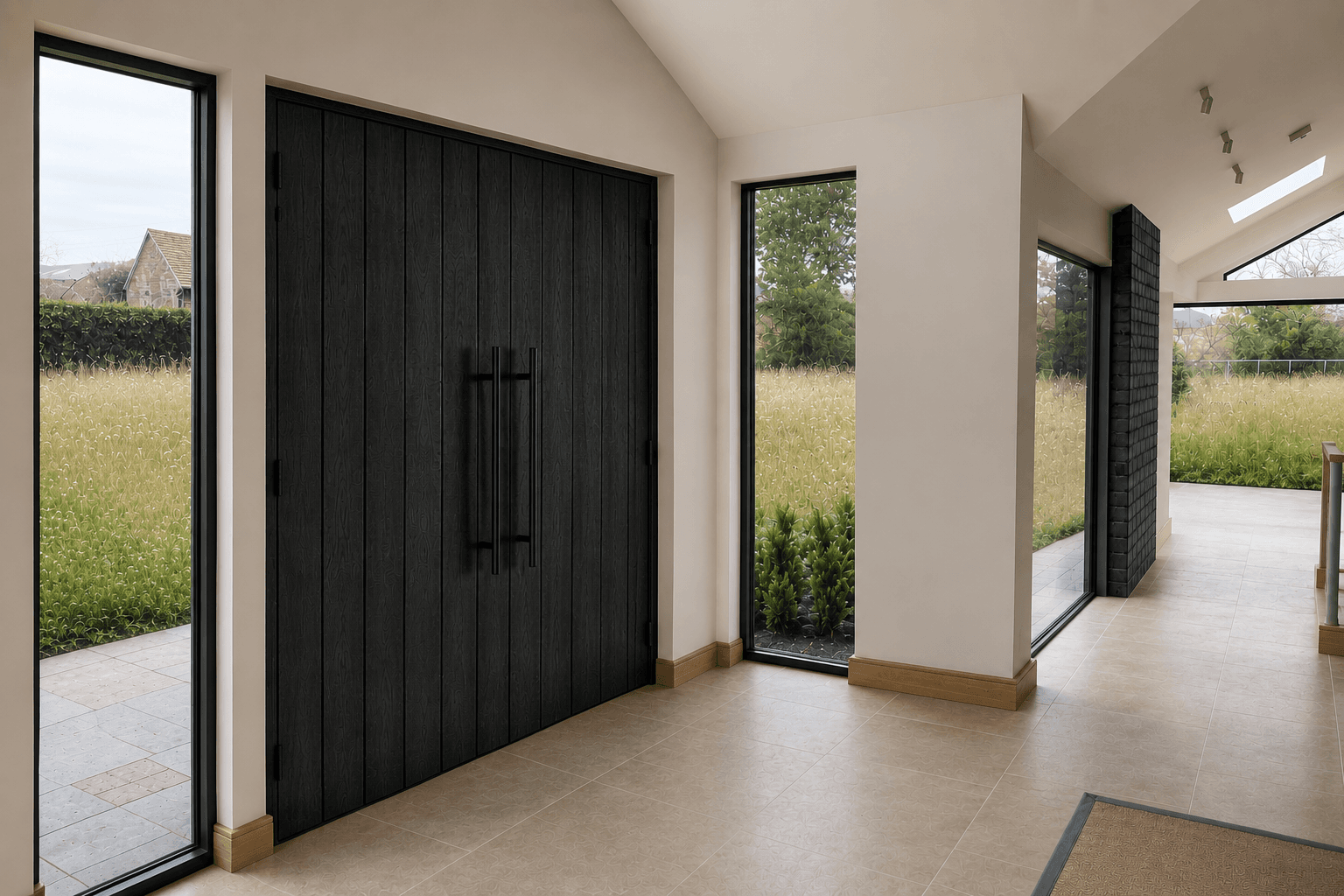 Contemporary timber double doors on a modern home