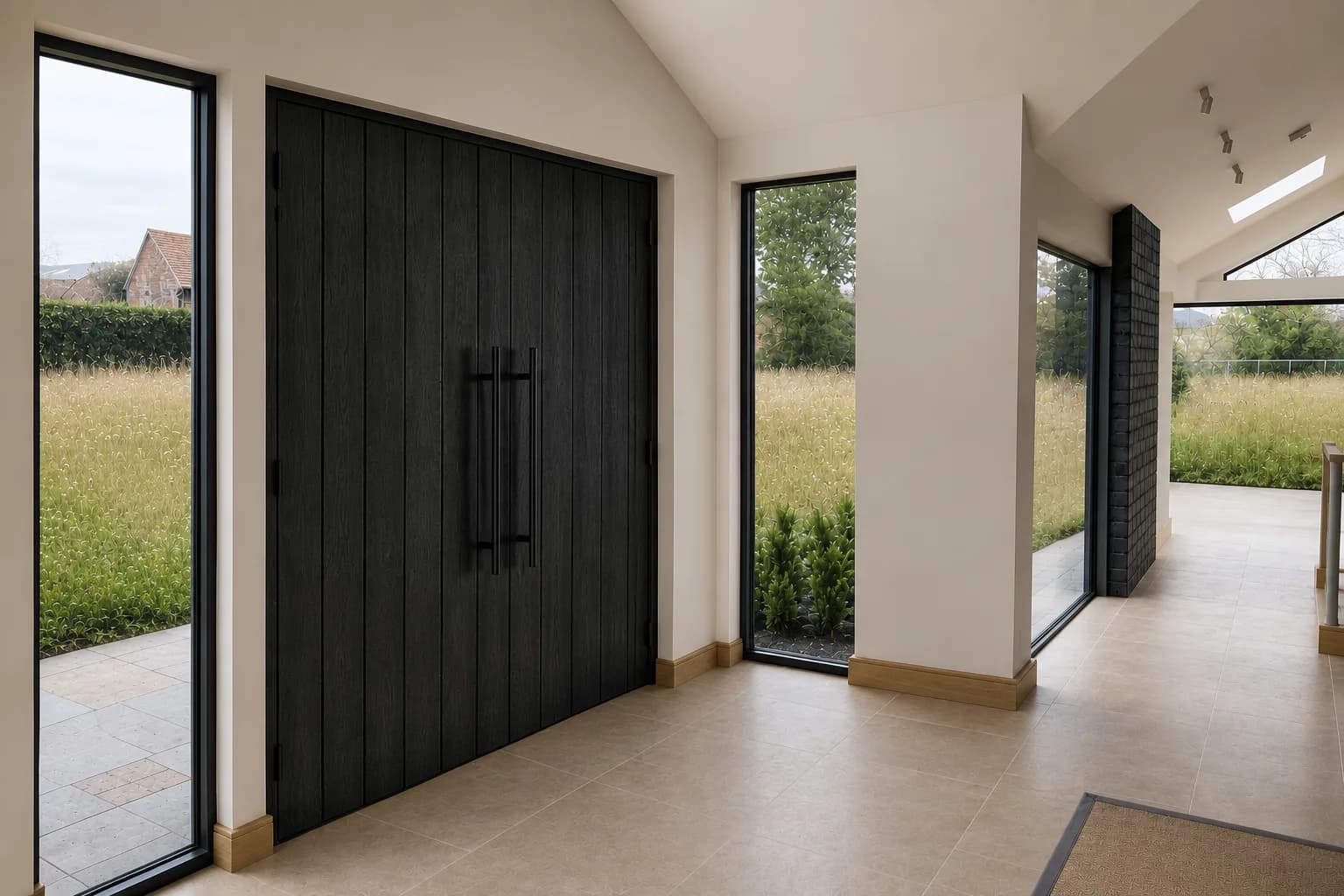 Contemporary timber double doors on a modern home