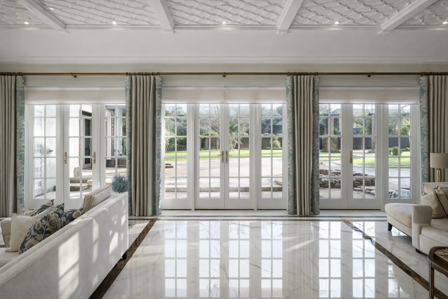 Period property French doors opening to a garden